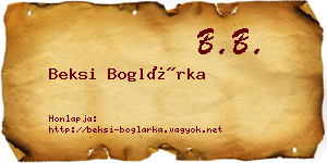 Beksi Boglárka névjegykártya